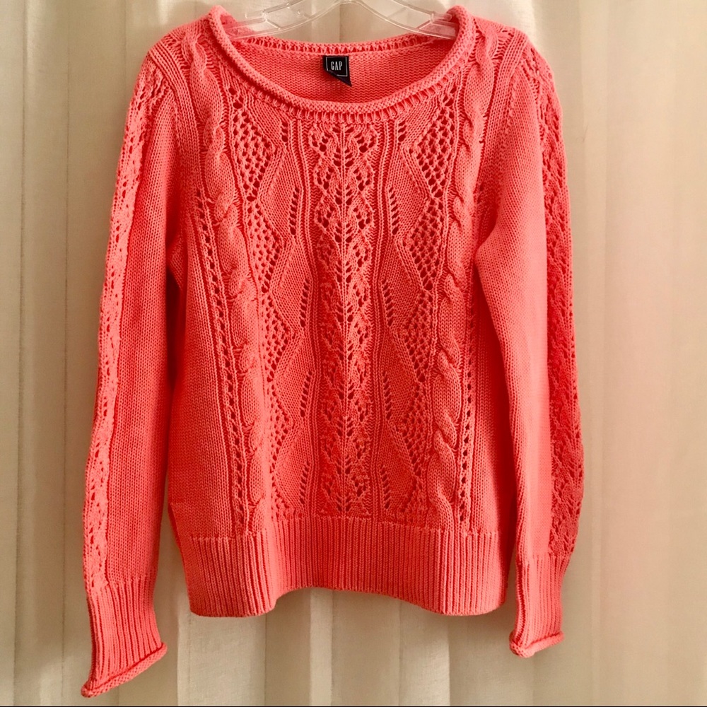 GAP Long Sleeve Melon Pointelle Sweater